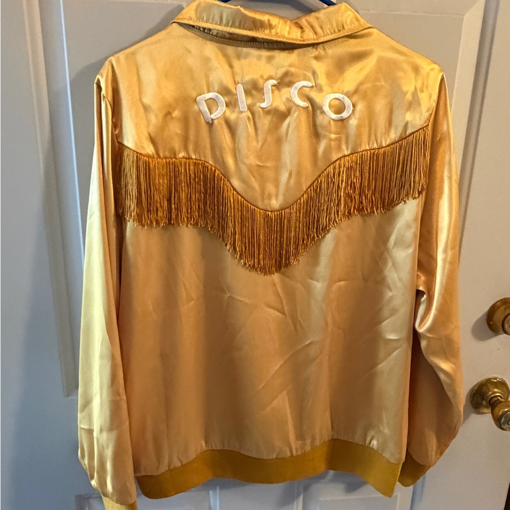 Valfre Gold Satin Fringe Statement Jacket - Picture 3 of 5